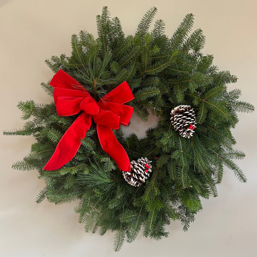 Traditional Round Wreath-Decorative Evergreens-Christmas Delivered