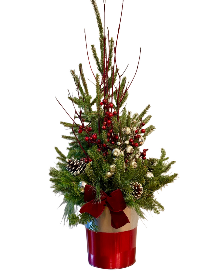 Indoor / Outdoor Pot, 28" tall-Decorative Evergreens-Christmas Delivered