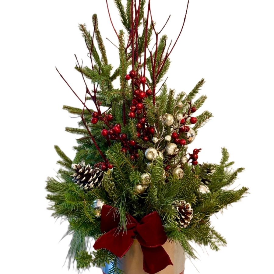 Indoor / Outdoor Pot, 28" tall-Decorative Evergreens-Christmas Delivered